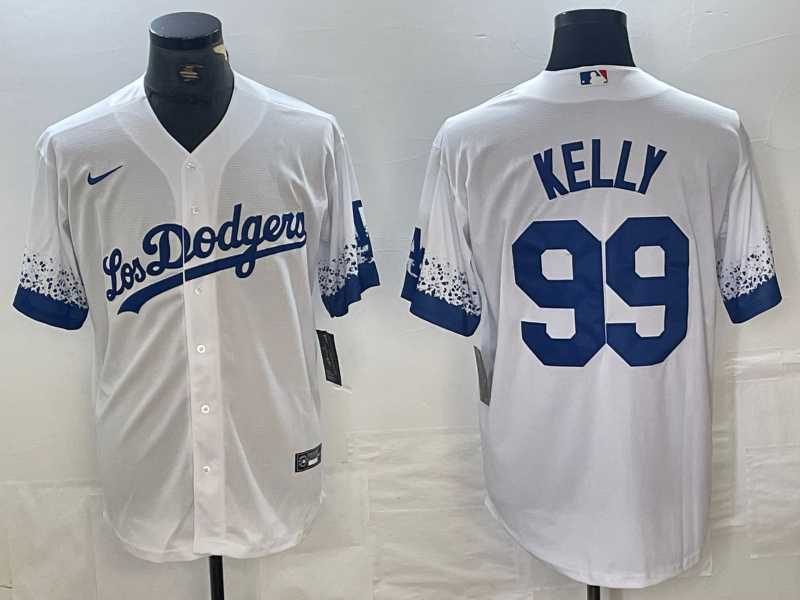 Men%27s Los Angeles Dodgers #99 Joe Kelly White 2021 City Connect Cool Base Stitched Jersey->los angeles dodgers->MLB Jersey